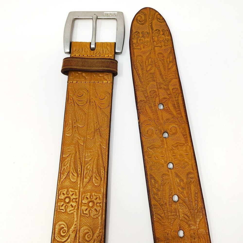 Lauren Ralph Lauren LRL Belt Womens XL Tan Embossed Floral Boho Western